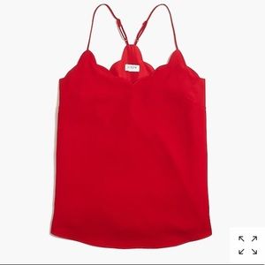 NWOT* J Crew red scalloped tank top 10